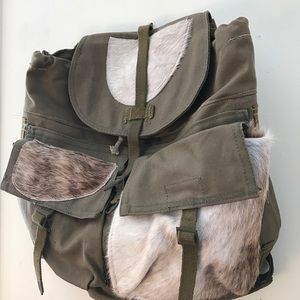 COWHIDE CANVAS BACK PACK VINTAGE CUSTOM BAG